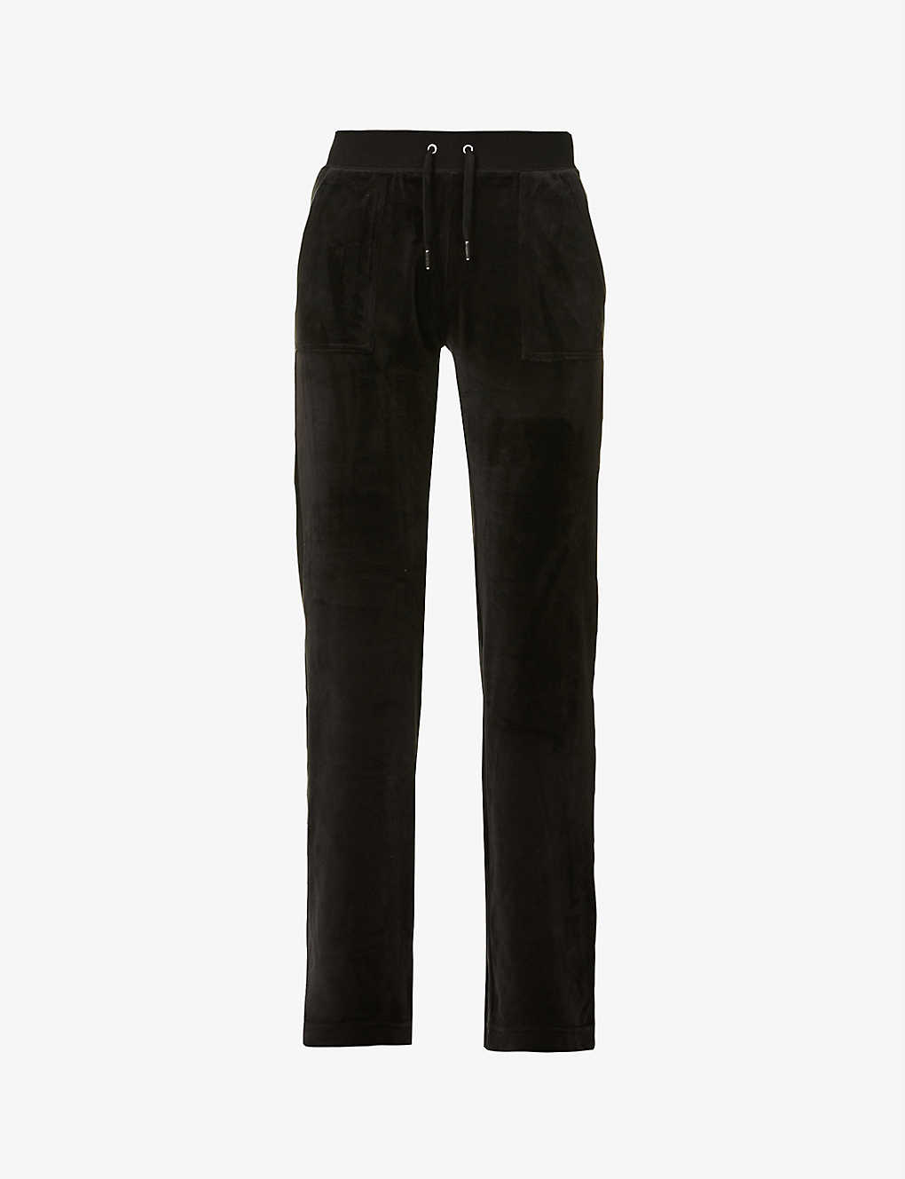 Juicy Couture Del Ray Straight-leg Mid-rise Velour Jogging Bottoms In Black
