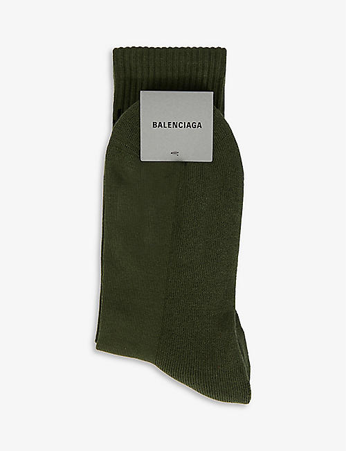 BALENCIAGA: Logo-intarsia stretch cotton-blend socks