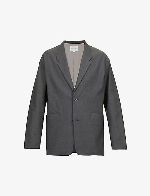 STILL BY HAND: Striped relaxed-fit wool-blend blazer