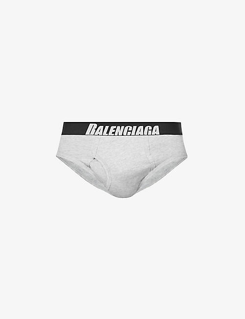 BALENCIAGA: Branded-waistband stretch-cotton briefs