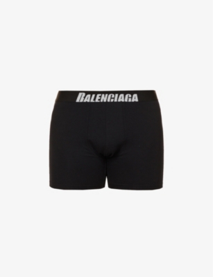 Balenciaga Men's Cotton-Stretch Logo Boxer Briefs