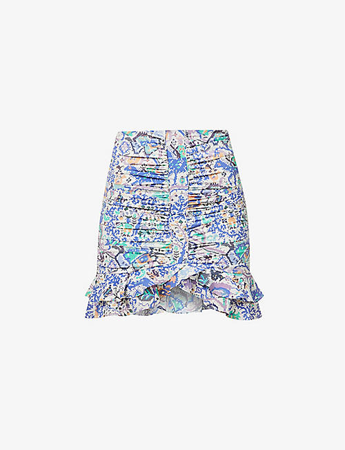 ISABEL MARANT: Milendi graphic-print stretch-silk mini skirt