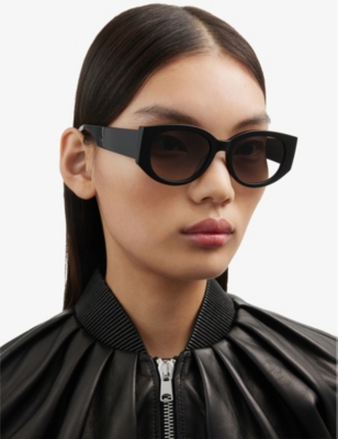 Shop Alexander Mcqueen Womens Black Am0330s Logo Acetate Sunglasses