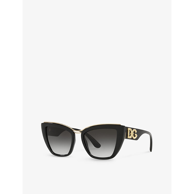 Shop Dolce & Gabbana Women's Black Dg6144 Cat Eye-frame Nylon Sunglasses