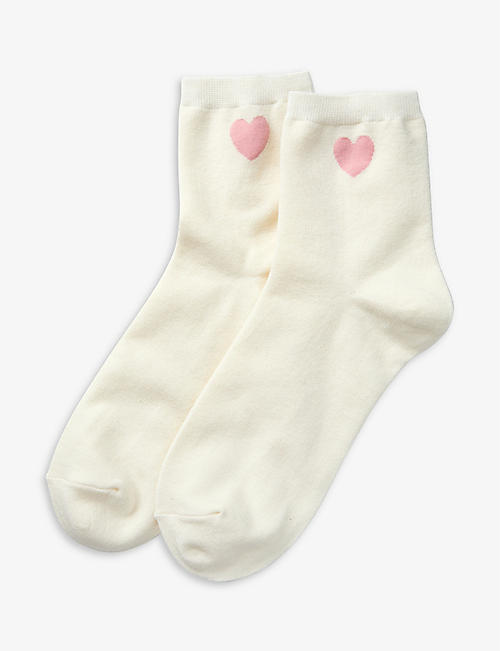 THE WHITE COMPANY: Heart-motif cotton-blend socks