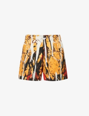 AMIRI yellow Paint Splatter Swim Shorts