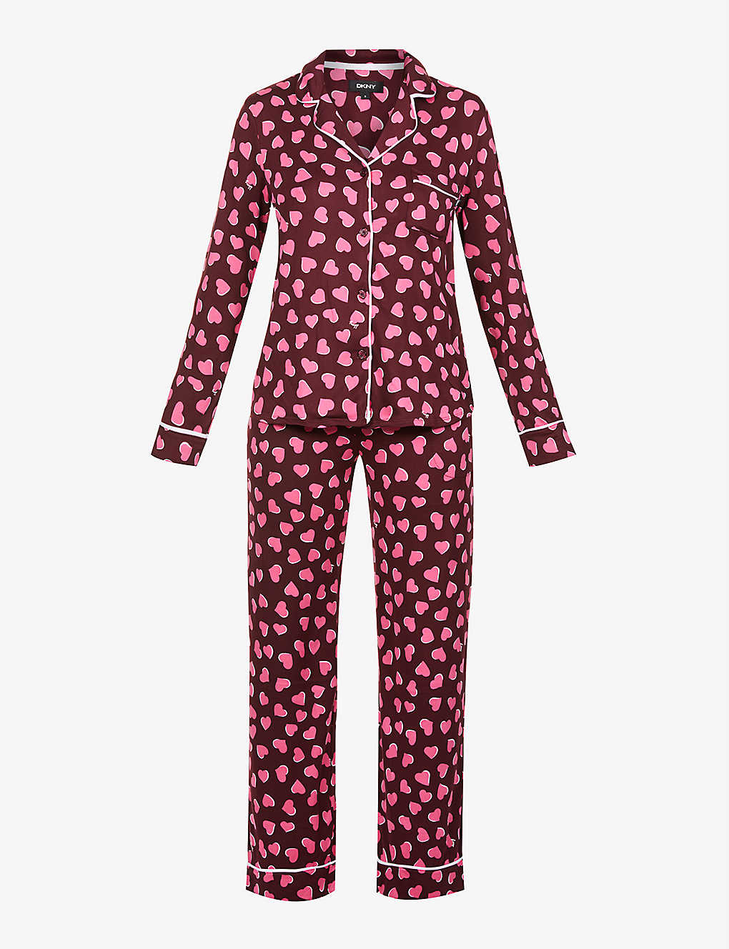 Heart-patterned stretch-jersey pyjama set(9441515)