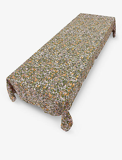 夏默和比绍普：大理石纹印花矩形亚麻桌布 165 厘米 x 250 厘米