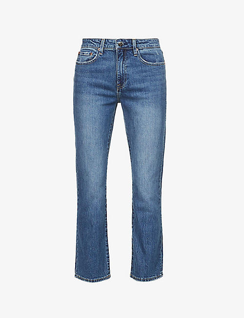 PISTOLA: Lennon boot-cut high-rise cropped stretch-organic denim-blend jeans