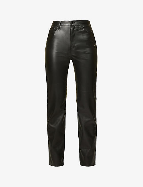 PISTOLA: Cassie branded straight-leg high-rise faux-leather trousers
