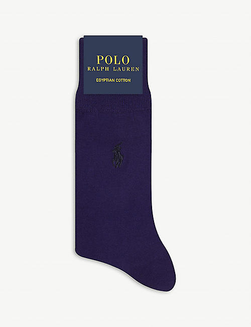 POLO RALPH LAUREN: Logo-embroidered stretch cotton-blend socks