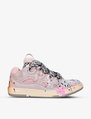 LANVIN LANVIN X GALLERY DEPT. CURB GRAPHIC-PRINT SUEDE MID-TOP TRAINERS