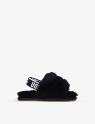 Ugg Kids' Fluff Yeah Sheepskin Slides 2-7 Years In Black