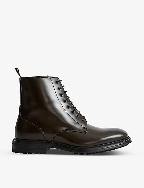REISS: Aden lace-up leather ankle boots