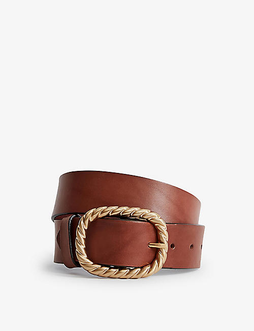 REISS: Blossom braided-metal buckle leather belt