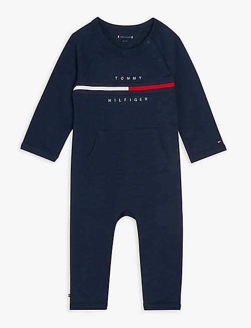 TOMMY HILFIGER: Logo-embroidered organic-cotton romper suit 0-12 months