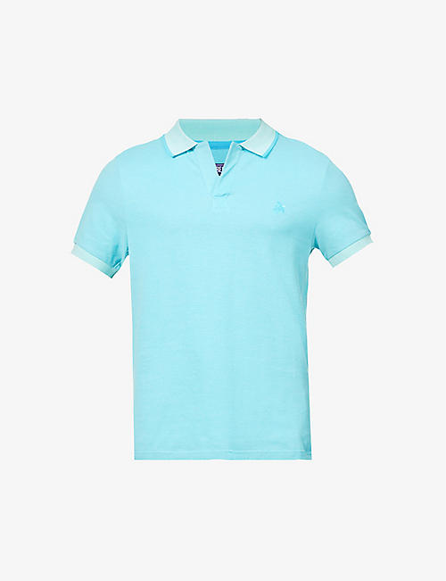 VILEBREQUIN: Turtle-embroidered cotton-piqué polo shirt