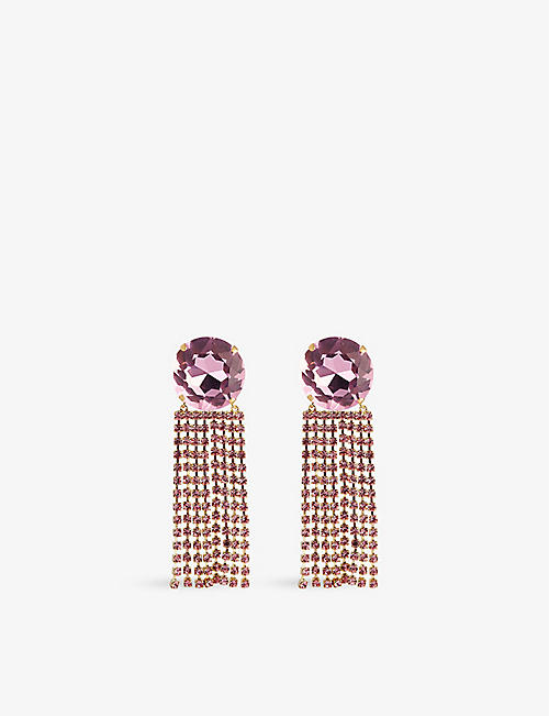 SHOUROUK: Palace brass and crystal drop earrings