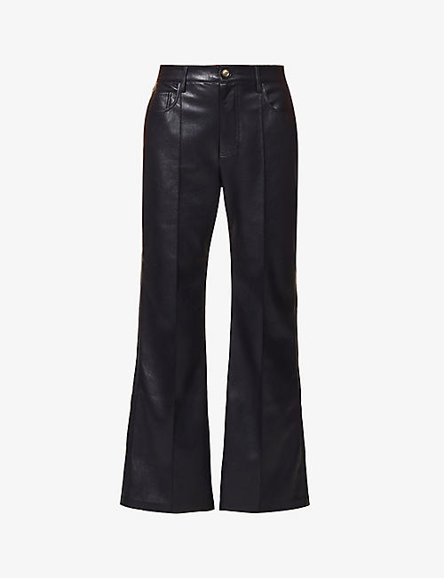 NANUSHKA: Zoey cropped flared high-rise vegan-leather trousers