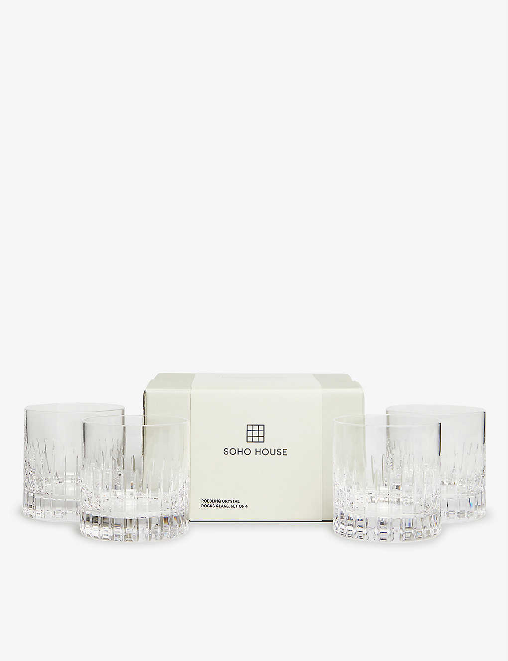 Soho Home Roebling Cut Crystal-glass Rocks Glasses Of Four