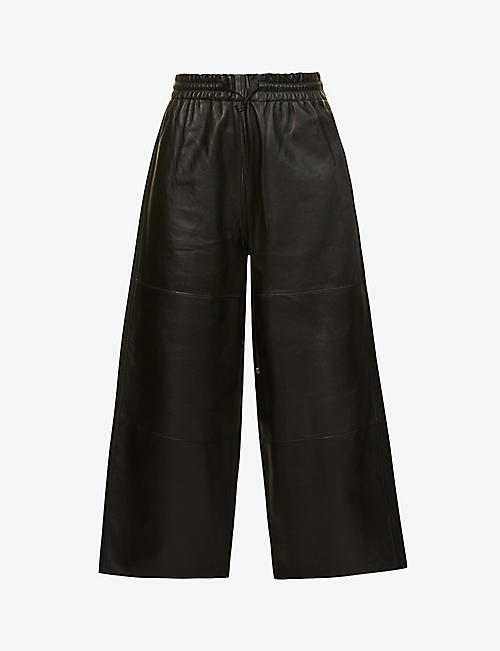 CO: Wide-leg high-rise leather trousers