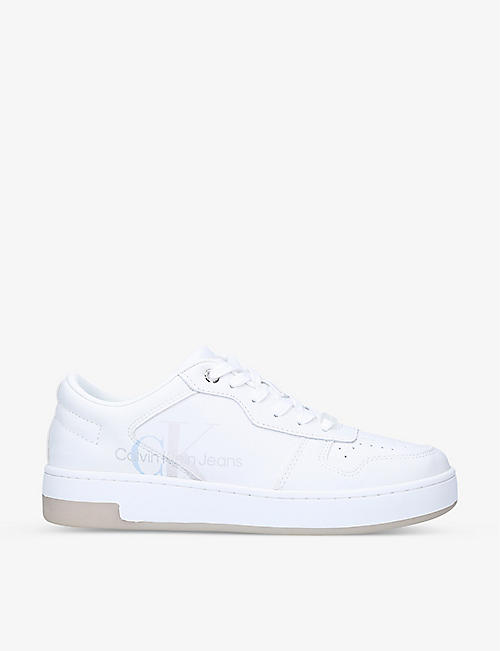 CK JEANS: Basket Cupsole logo-print leather low-top trainers