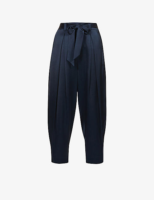 ME AND EM: Relaxed-fit wide-leg crepe-satin trousers