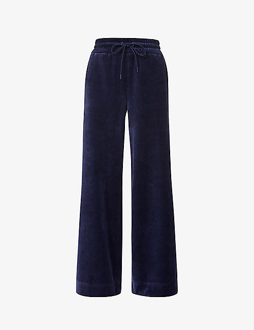 ME AND EM: Wide-leg mid-rise velour trousers