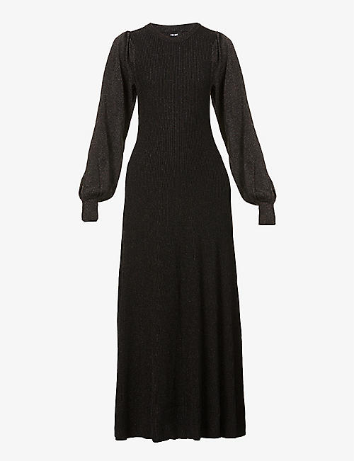 ME AND EM: Balloon-sleeve stretch-woven maxi dress