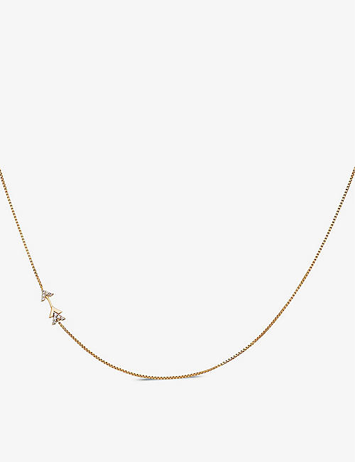 RACHEL JACKSON: Arrow mini 9ct yellow-gold and 0.00475ct round-cut diamond necklace