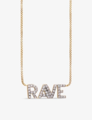 RACHEL JACKSON: Rave 9ct yellow-gold 0.12ct round-cut cultured diamond necklace