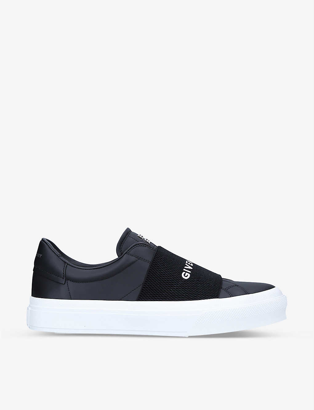 Shop Givenchy Mens Black City Court Logo-embroidered Leather Low-top Trainers