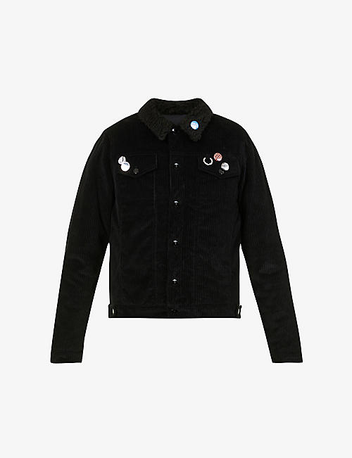 RAF SIMONS X FRED PERRY: Spread-collar pin-embellished corduroy jacket