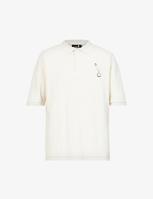 RAF SIMONS X FRED PERRY: Oversized pin-embellished cotton polo shirt