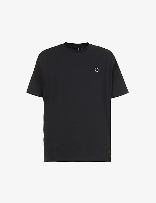 RAF SIMONS X FRED PERRY: Logo-embroidered relaxed-fit cotton-jersey T-shirt