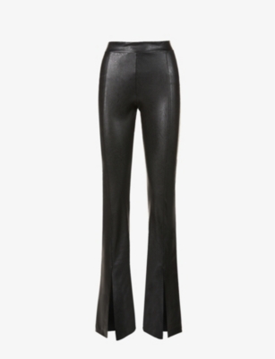 Commando Mid-rise Faux Leather Split Flared Leggings In Black