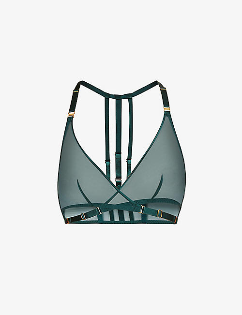 BORDELLE: Art Deco semi-sheer stretch-mesh wrap bra