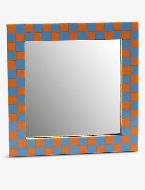 KLEVERING: Checked wooden mirror 17.5cm