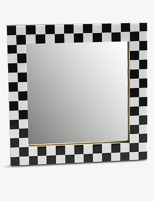 KLEVERING：格纹木质镜子 17.5 厘米