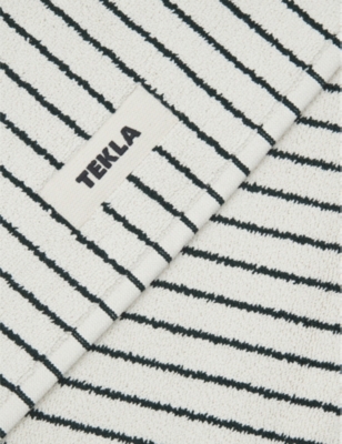 TEKLA: Striped cotton bath mat 70cm x 50cm