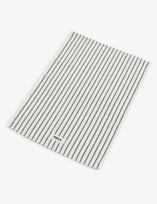 TEKLA: Striped cotton bath mat 70cm x 50cm