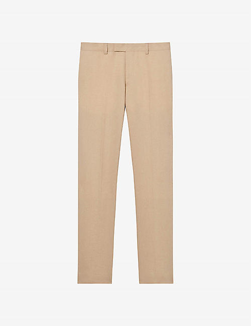 SANDRO: Piped-pocket slim-fit tapered linen trousers