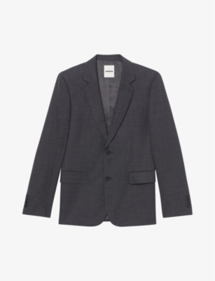 Sandro Legacy Single-breasted Wool Blazer In Noir / Gris