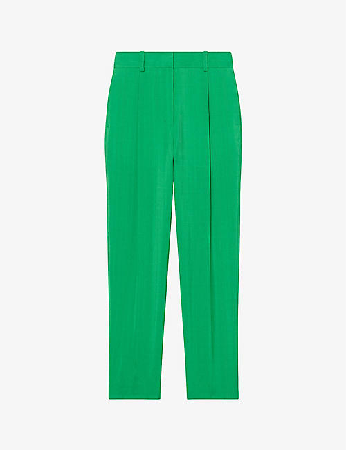 SANDRO: Pelyo high-rise tapered crepe trousers