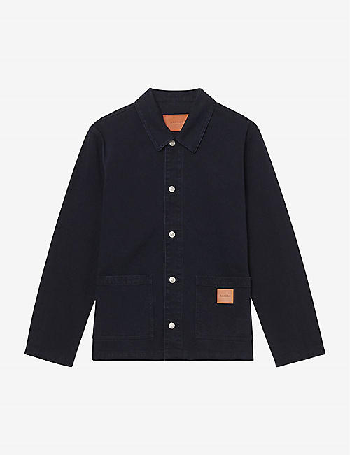 SANDRO: Patch-pocket regular-fit organic-cotton denim worker jacket
