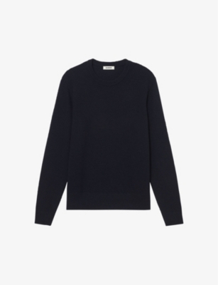 Sandro Rice Crew-neck Wool-blend Jumper In Bleus