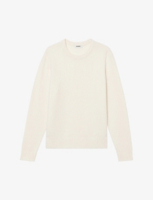 Sandro Rice Crew-neck Wool-blend Jumper In White