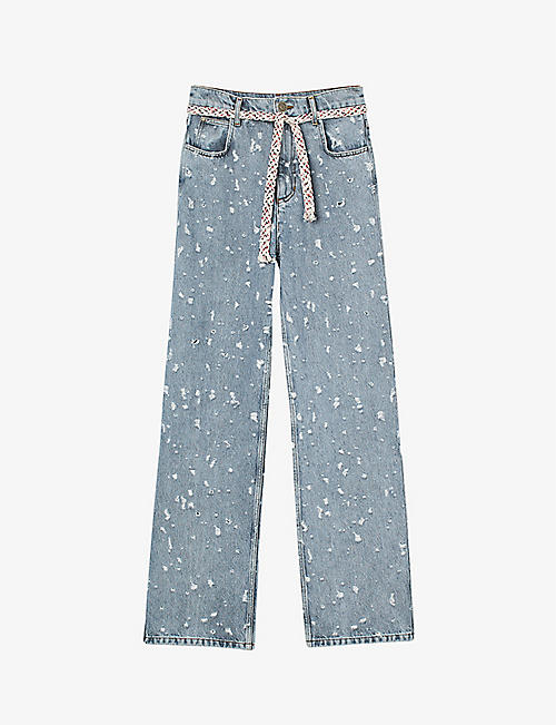 SANDRO: Ruthy distressed high-rise jeans