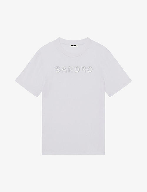 SANDRO: Logo-embroidered organic cotton-jersey T-shirt
