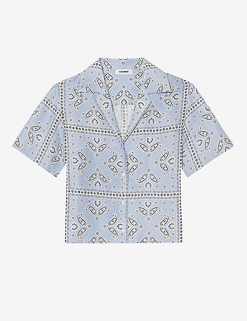 SANDRO: Livia paisley-print linen-blend shirt
